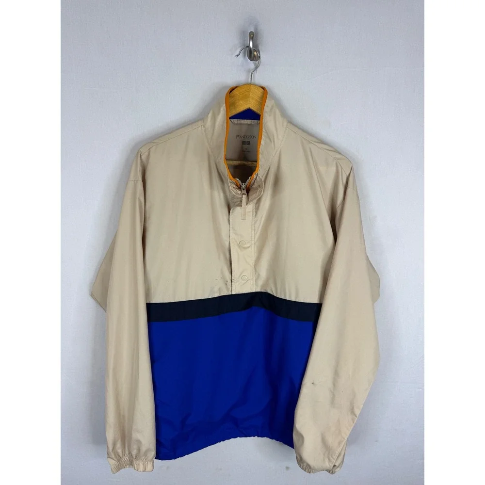 JW Anderson Uniqlo Colorblock Windbreaker Tan Blue Black 311-427976 Size M